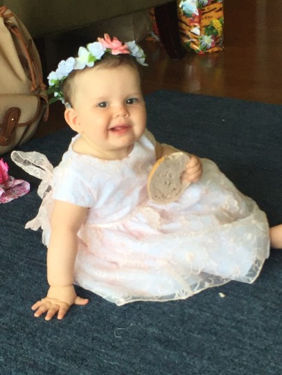 Sonya last week as a flower girl at her Aunt Mariana's wedding